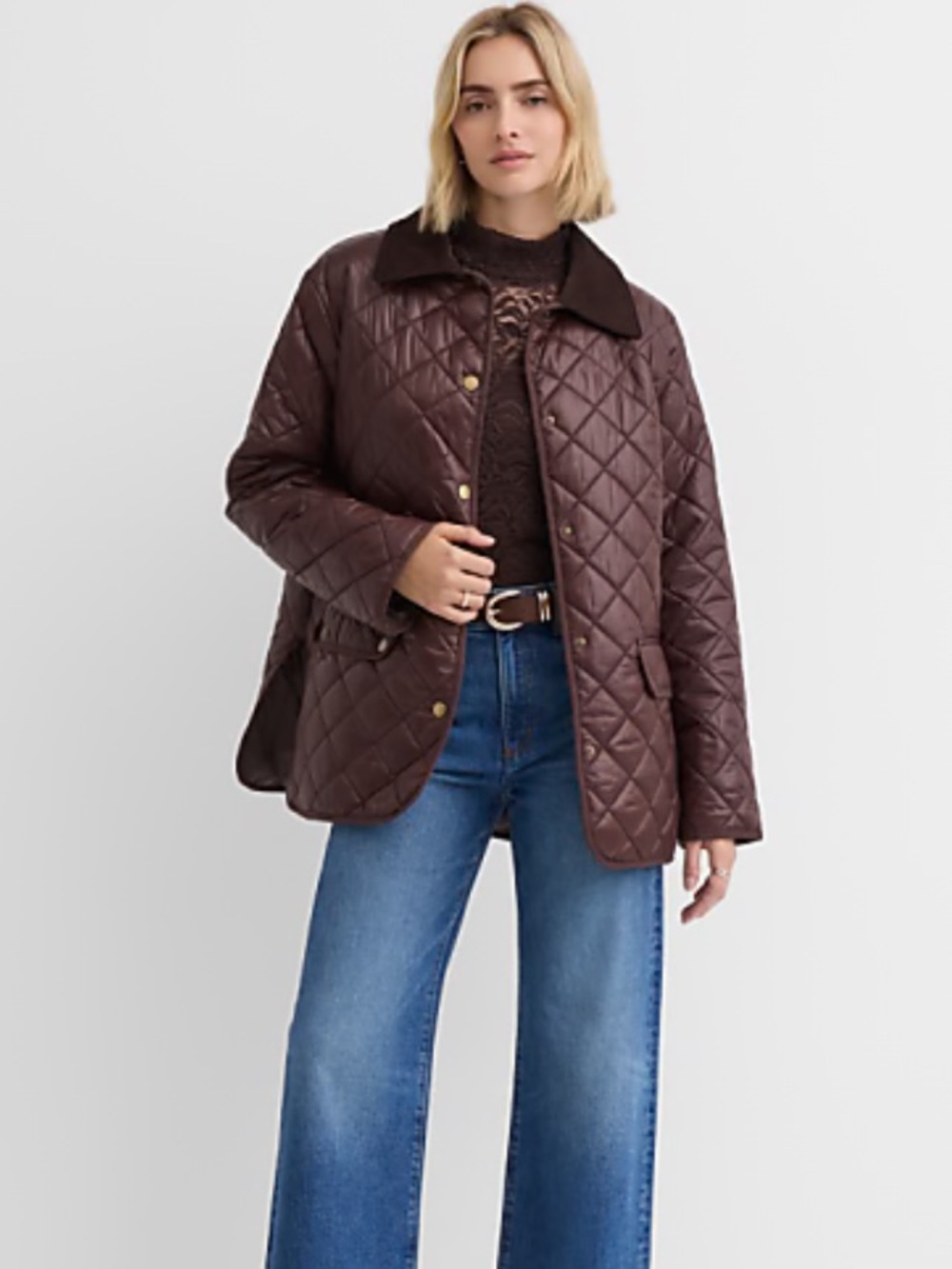 Loft Quilted Puffer Barn Jacket in Iced Espresso